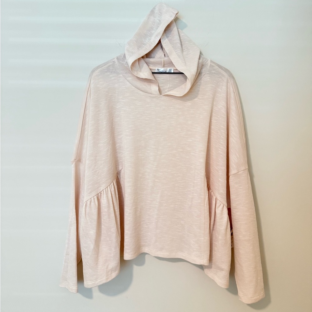 89th and Madison NWT Pink Oatmeal Lightweight Peplum Hoodie Size XL